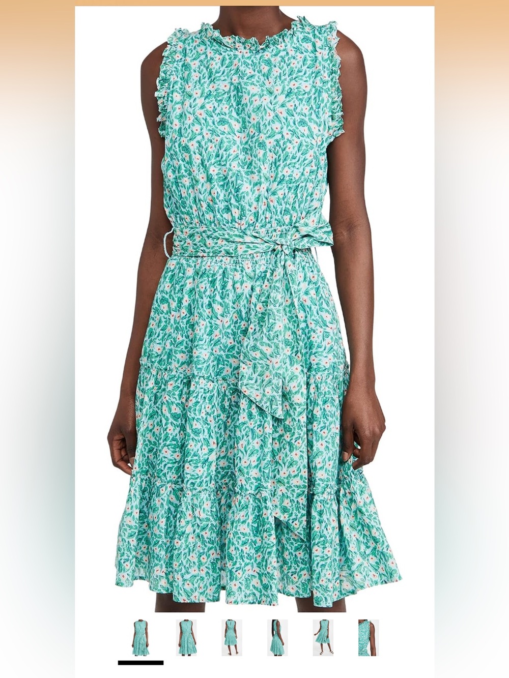 Roller Rabbit Seafoam Floral Ruffled Midi Dress